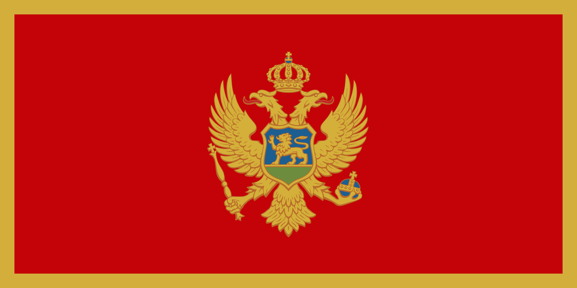 Bandeira Montenegro AZ FLAG - 60x90cm, Poliéster, Ilhós Metal, 2x3 Pés