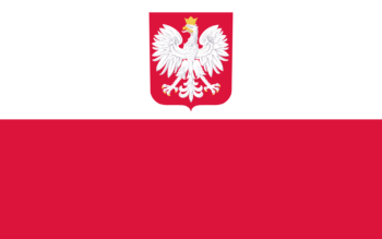 Bandeira da Polônia com o brasão